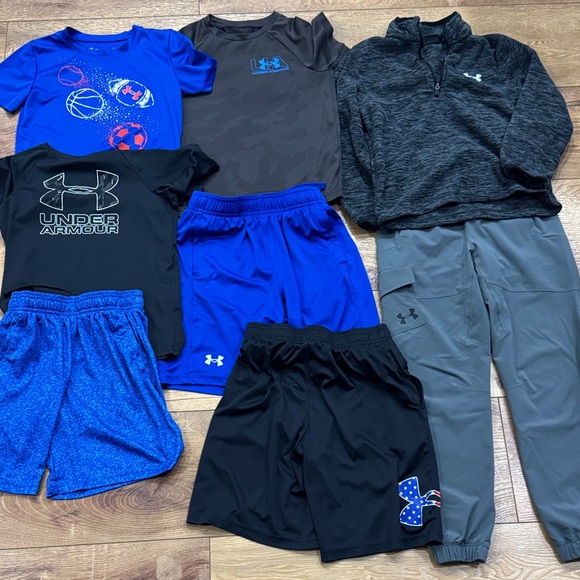 Under Armour YOUTH Activewear BUNDLE in Blue and Black Sz S/M - Picture 1 of 2
